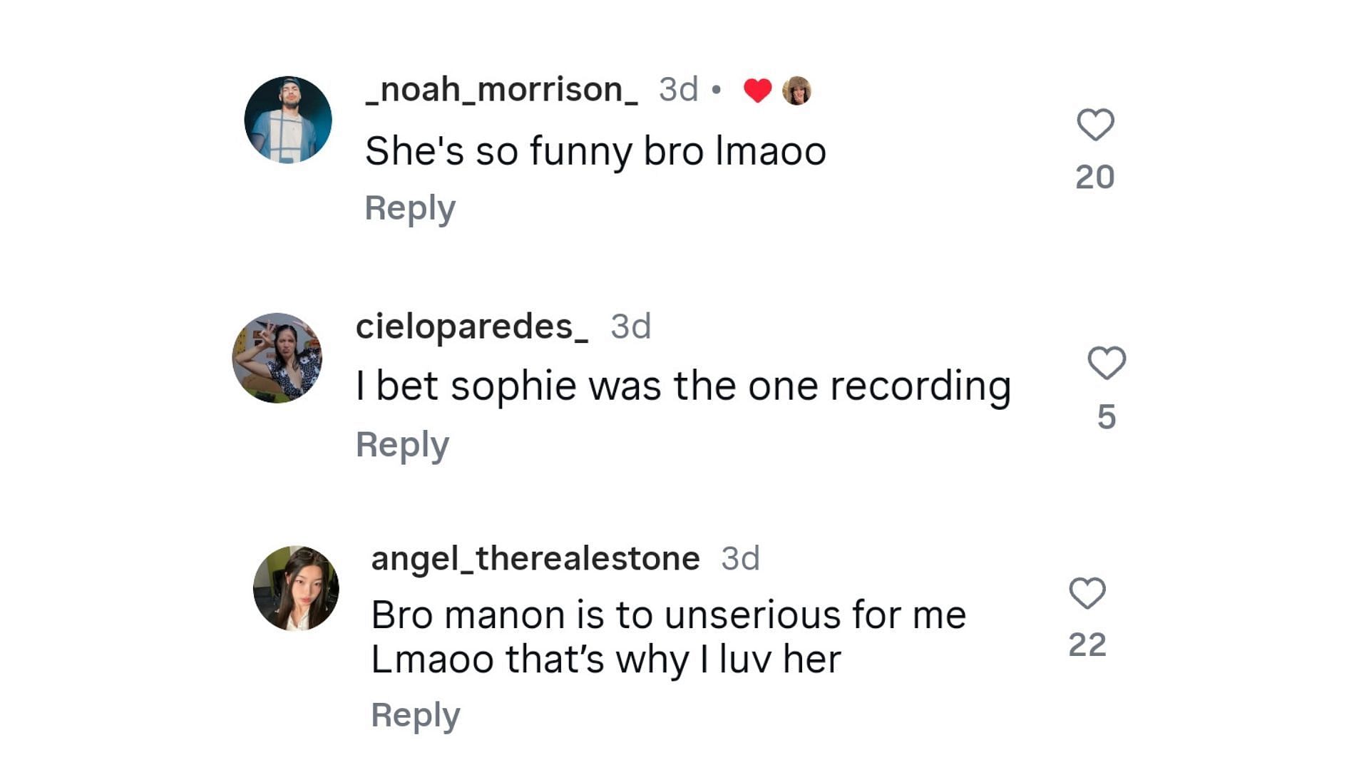 Fans reacted hilariously to Manon's “boyfriend” reveal video (Image via Instagram/@manongoddess)